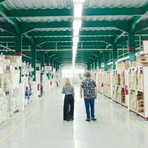 A supply area in a clothing factory